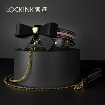 Lockink галстук-бабочка Samanda, эротический ошейник, альтернативный кожаный шейный ошейник для бондажа, средства для ухода за телом Master Slave для взрослых