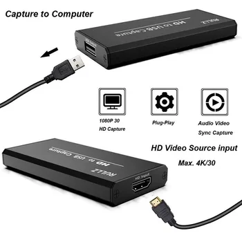 4K 30 Входов USB 2.0 HDMI-совместимая Карта захвата игры 1080P Потоковое видео OBS Устройство записи игрового Аудио-видео в прямом эфире