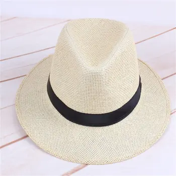 Модная Мужская Соломенная шляпа Для Пляжных Путешествий, Панама, Ковбойская кепка с широкими полями