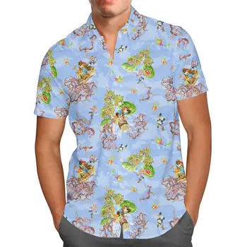 Мужская рубашка на пуговицах с короткими рукавами в стиле Диснея с нашивкой Briar Patch Splash Mountain, Модная Гавайская рубашка Disney в стиле Харадзюку