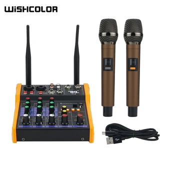 Wishcolor TKL R2 4-Канальная USB Звуковая Микшерная консоль Мини Bluetooth Аудиомикшер С беспроводными микрофонами