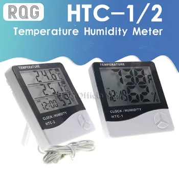 ЖК-Цифровой Измеритель температуры и влажности HTC-1 HTC-2 Домашний гигрометр для помещений и Улицы, термометр, метеостанция с Часами