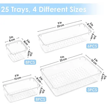 25 штук Прозрачный пластиковый ящик для хранения -несколько размеров для удобства организации Изысканное ремесло