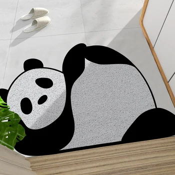 Мультяшная милая панда, коврик для входной двери, ковер для гостиной, коврик для прихожей, ПВХ противоскользящий коврик, Свободно режущий коврик для домашней двери