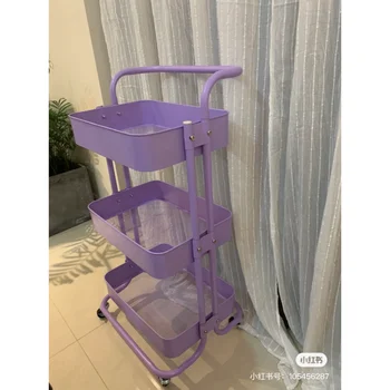 Фиолетовая коляска, стеллаж для хранения детских товаров, стеллаж для хранения в гостиной, стеллаж для хранения косметики в спальне, мобильный книжный шкаф