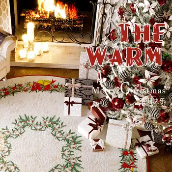 Рождественское украшение, подарочный ковер, Красный круглый коврик для пола, Праздничный круг, ворсовое одеяло, Домашняя гостиная, Спальня, коврик для пола, декор, Ковер