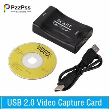 PzzPss USB 2.0 Карта видеозахвата 1080P Scart Игровая приставка для записи прямой трансляции, домашний офис, DVD-граббер, подключи и играй