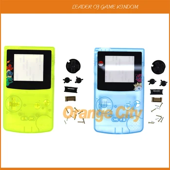 10 комплектов Люминесцентного корпуса для GBC Gameboy Цветная светящаяся сине-желтая цветная крышка корпуса с набором кнопок