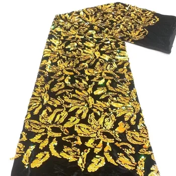 Новейшее Высококачественное Африканское Кружево 2023, Нигерийский Тюль, Кружевная ткань с вышивкой пайетками, Швейные платья для выпускного вечера из Органзы 5 ярдов