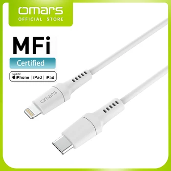 Omars MFi USB Type C к кабелю Lightning для iPhone 13 12 Pro Max 1,2 М PD 20 Вт Кабель для Быстрой зарядки iPhone 13 12 11 X iPad iPod