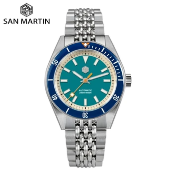 San Martin Часы Автоматические NH35 39,5 мм Качественные Мужские Наручные Часы Diver Водонепроницаемые 20 бар Роскошные Relogios Masculino Reloj SN0115
