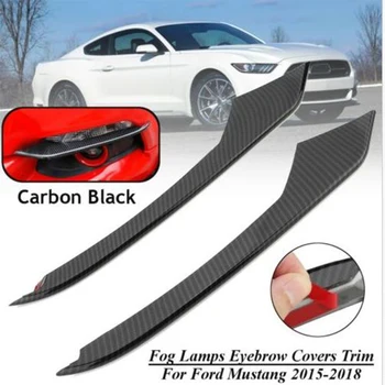 2 предмета, накладка на брови передней фары автомобиля, наклейка из углеродного волокна, накладка на веки фары для Ford Mustang 2015-2017