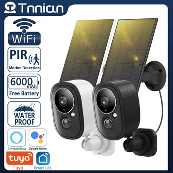 Tnnian 5MP WIFI Солнечная наружная камера PIR Батарея обнаружения движения Система видеонаблюдения Широкоугольная камера наблюдения Tuya