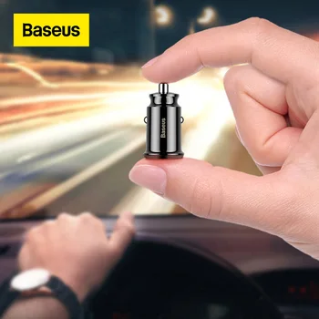 Автомобильное зарядное устройство Baseus для iPhone Samsung Phone Tablet GPS 3.1A, зарядное устройство для быстрой зарядки, адаптер для автомобильного зарядного устройства Mini Dual USB