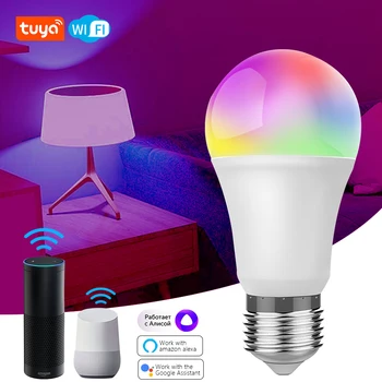Tuya 9 Вт WiFi Умная светодиодная лампа 110-240 В E27 RGBCW Лампа с Регулируемой Яркостью Smart Life ПРИЛОЖЕНИЕ для Google Home Assistant Echo Alexa RGB + CCT
