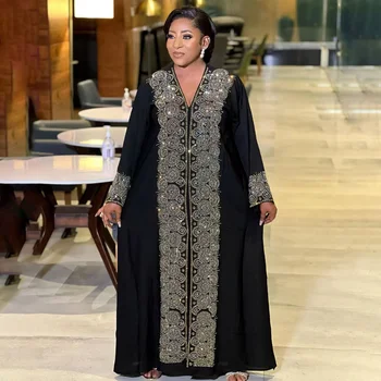 Африканские платья для женщин в Дубае Традиционное Вечернее платье 2023, Мусульманский Кафтан с длинным рукавом, Абайи, Плюс Размер, Платье с бриллиантами в Анкаре