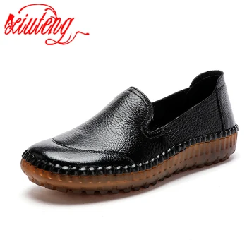Xiuteng / Лето 2020, новые удобные повседневные кожаные туфли для мамы, тонкие туфли из натуральной кожи ручной работы, женская обувь с мягкой подошвой