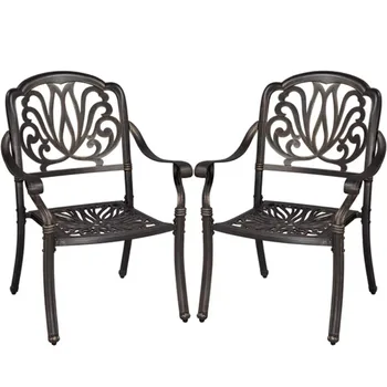 Алюминиевые уличные стулья для бистро SmileMart из античной бронзы со спиральным дизайном, комплект из 2