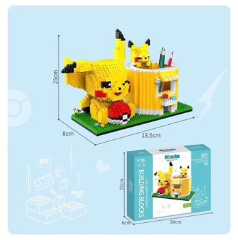 Креативные мини-строительные блоки Pokemon, держатель для ручки Пикачу, забавная игрушка, строительные блоки, детский развивающий пазл, Рождественский подарок