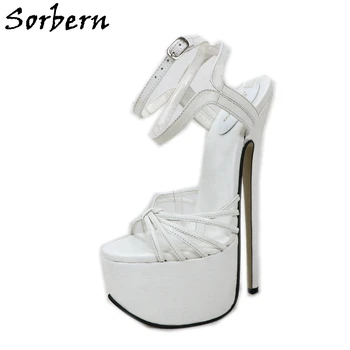 Sorbern Пикантные Босоножки из натуральной кожи 22 см, Женская летняя обувь с ремешками на лодыжках на платформе, Женская обувь индивидуального цвета