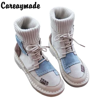 Careaymade-Новые женские ботинки на плоской подошве, удобные шерстяные повседневные ботинки с мягкой подошвой, женские ботинки ручной работы