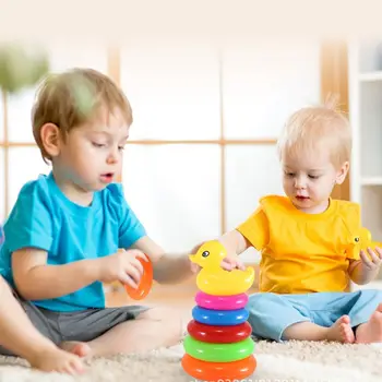 Детский подарок для родителей и детей, Пластиковая Цементная игрушка для раннего обучения, игрушки Монтессори, Укладка Кольца, игрушка-башня, Развивающая игра