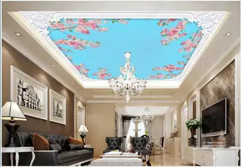 3d потолочные фрески обои на заказ фото Красивое небо в цвету вишни домашний декор 3d настенные обои в гостиной