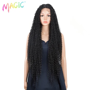 Волшебные Длинные кудрявые парики из синтетического кружева с эффектом Омбре Black Blonde Platium для чернокожих женщин