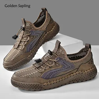 Golden Sapling/ Летняя Уличная Обувь для Мужчин, Дышащая Спортивная Тактическая Обувь из воздушной сетки, Мужские Повседневные Горные Лоферы на плоской платформе