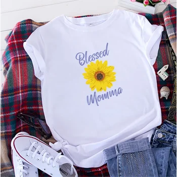 Повседневная женская футболка из хлопка с круглым вырезом, свободная, большого размера, с короткими рукавами, модные летние модели с цветами, хит продаж