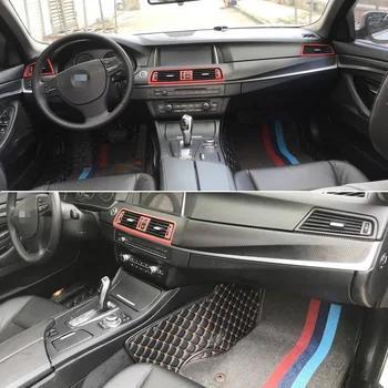 Для BMW 5 Серии F10 F11 Внутренняя Центральная Панель управления Дверной ручкой 3D 5D Наклейки Из углеродного волокна, Наклейки для стайлинга автомобилей, Аксессуары