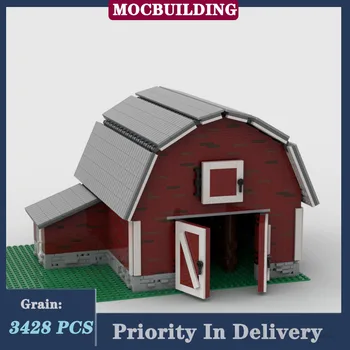 MOC City Big Barn Модель строительного блока в сборе Ферма Вид на улицу Коллекция архитектуры Серия игрушек Подарки