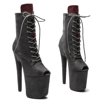Leecabe 20 см/8 дюймов, подходящие по цвету женские Новые Дизайнерские Пикантные ботинки на платформе и экстремально высоком каблуке, ботинки для танцев на шесте, быстрая обувь 3B