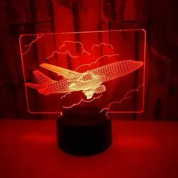 3D-лампа Nighdn Airplane, акриловый светодиодный ночник, 7 цветов, сменный USB-ночник для детской спальни, прикроватная лампа, Рождественские подарки