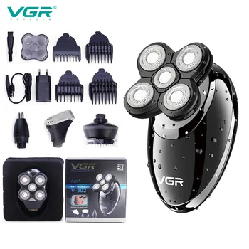 Многофункциональная моющаяся электробритва VGR 4 в 1, Перезаряжаемая машинка для стрижки волос, Триммер для носа, Машинка для чистки лица