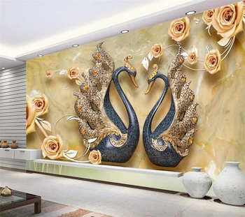 Изготовленная на заказ фреска 3D обои трехмерный цветок лебедь современный минималистичный ТВ фон стена гостиная спальня ресторан обои