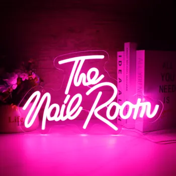 Неоновая вывеска The Nails Room Светодиодные розовые неоновые вывески для декора стен USB Неоновые лампы для маникюрного салона, салона красоты, магазина декора