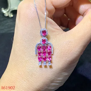 KJJEAXCMY бутик ювелирных изделий, инкрустированных стерлинговым серебром 925 пробы, натуральный розовый сапфир, драгоценный камень, женское роскошное ожерелье, поддерживающая футболка