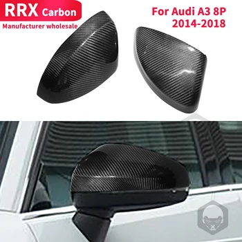 Для Audi A3 8P 2014-2018, 2 шт., наклейка на зеркало заднего вида, аксессуары для Украшения, Настоящий стиль Пасты для стайлинга автомобилей из углеродного волокна