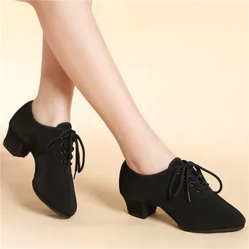 SUN LISA/ Женские кроссовки-Оксфорды на массивном каблуке для девочек, Современные туфли для бальных латиноамериканских танцев, высота каблука 3,5 см
