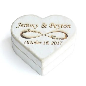 Персонализированная деревянная коробка для колец для свадебной церемонии, изготовленное на заказ кольцо на предъявителя, держатель колец с гравировкой для предложений, подарки на день Святого Валентина