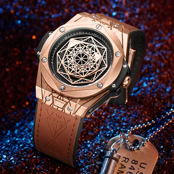 Мужские часы ONOLA, Роскошные Модные водонепроницаемые деловые часы большого диаметра, Часы с календарем, Кожаные кварцевые часы