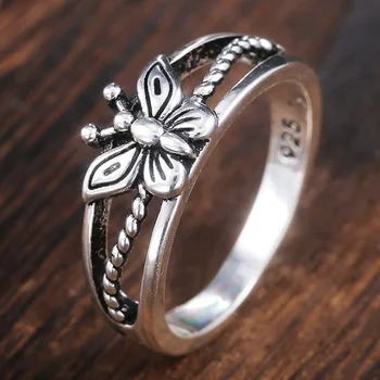 CAOSHI Винтажное Высококачественное Посеребренное Женское кольцо С Нежной резьбой в виде бабочки, Выдалбливают Дизайнерскую ленту, Приятные украшения на Годовщину