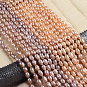 4-5 мм Бусины из натурального пресноводного жемчуга в форме риса, Жемчуг AA, Россыпь Бисера для женщин, Ювелирное ожерелье, браслет 