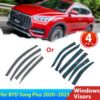 4x Дефлекторы для BYD Song Plus EV 2024 2023 2022 2021 2020 Аксессуары Козырек Бокового окна Автомобиля От Дождя Защита Бровей Ветер Солнцезащитный Козырек
