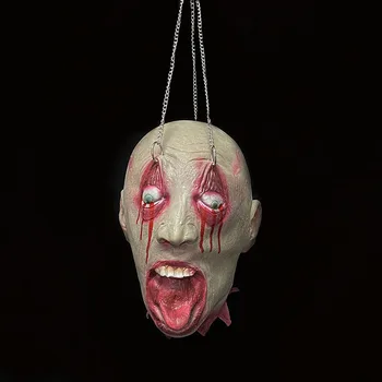 Подвеска в виде головы зомби на Хэллоуин, Окровавленные части мертвого тела, страшно висящая отрубленная голова для украшения вечеринки на Хэллоуин, реквизит