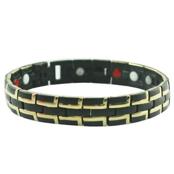 Черный Золотой цвет, 4 в 1, Магнитный браслет и браслеты, ювелирные изделия для пальцев из нержавеющей стали для мужчин и женщин с регулятором браслета SS002B