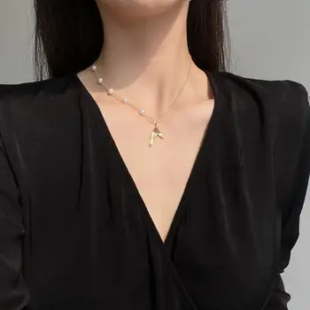 Подарок подруге, Дизайнерское решение, Женское ювелирное ожерелье в корейском стиле, Жемчужное ожерелье с рыбьим Хвостом, Женская цепочка на ключицу