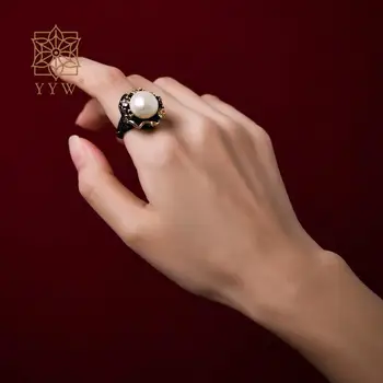 Роскошное круглое кольцо с пресноводным жемчугом на палец для женщин, свадебные Роскошные Аксессуары для новобрачных Со стразами, подарок для женской вечеринки