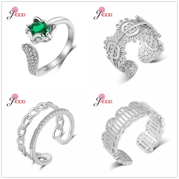 Модные Простые Кубические кольца Zironia из стерлингового серебра 925 Пробы Для женщин, Ювелирные подарки для девочек Оптом